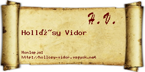 Hollósy Vidor névjegykártya